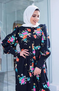 Black, Colored Flowers Dress