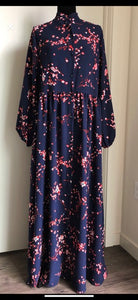 Plus Size Navy Blue, Red Flowers