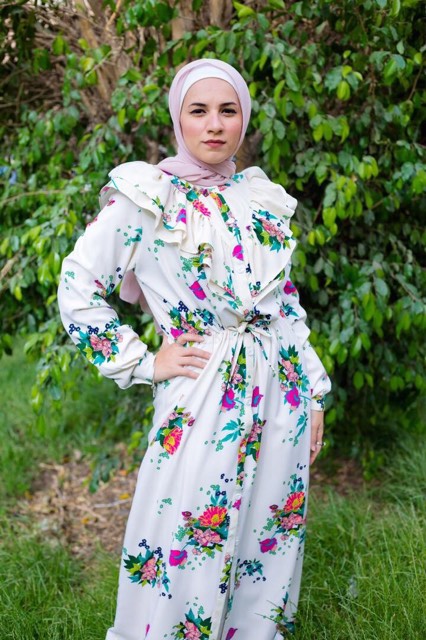Layered Floral White Dress