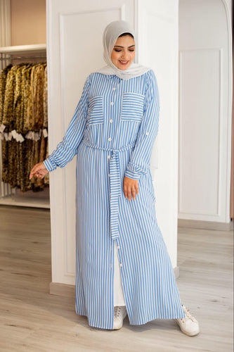Light Blue Striped Dress