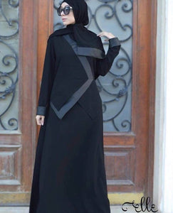 Diagonal Leather Abaya