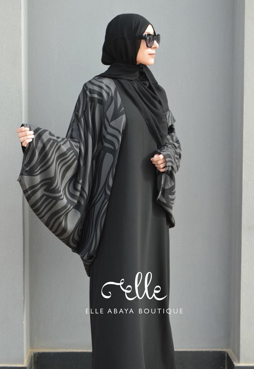 Grey Creative Arms Abaya
