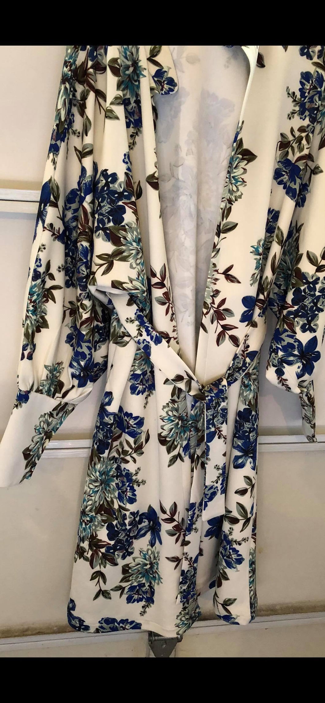 White, Colored Flowers Cardigan